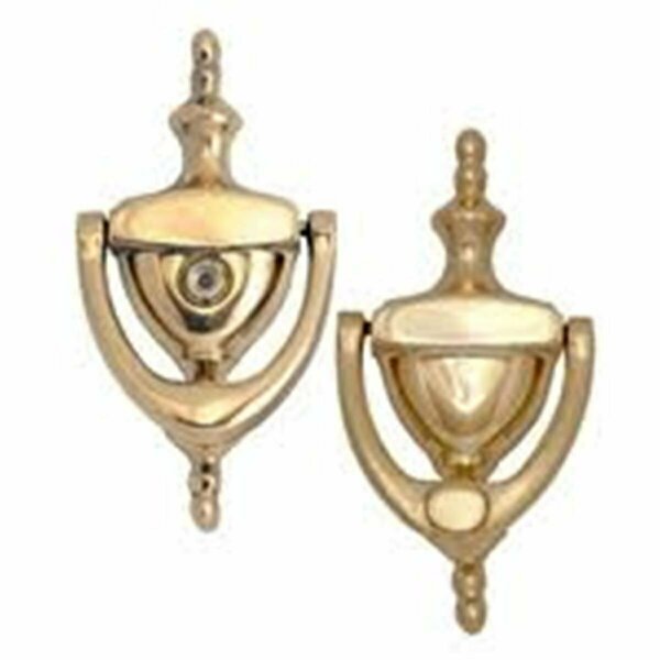 Camp Usa 6 in. Lifetime Polished Brass Traditional Door Knocker with Eyeviewer CA2531826